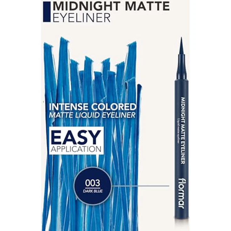 flormar Midnight Matte Eyeliner, Eyeliner im Filzstift mit Matt-Effekt, Farbton 03 Dark Blue, 1 ml – Bild 3