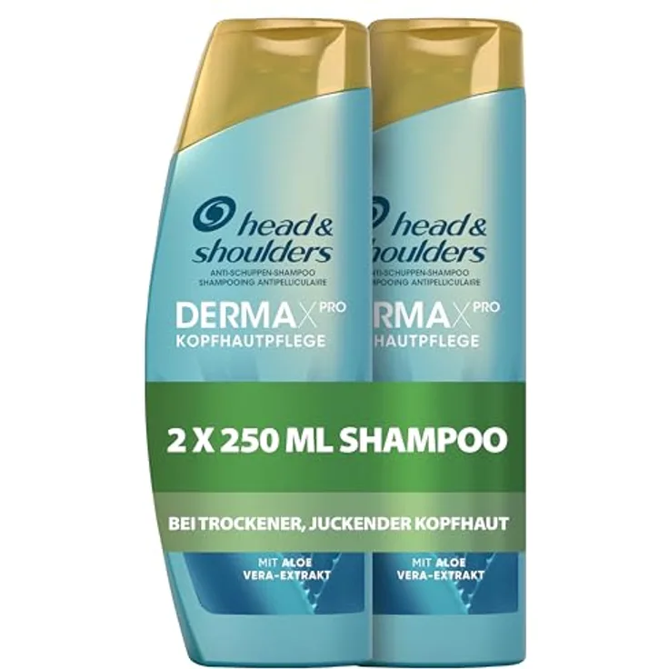 Head & Shoulders DERMAXPRO Beruhigendes Anti-Schuppen Shampoo für trockene, juckende Kopfhaut, 2x250 ml - mit Pirocton Olamin, Kaktus-Extrakt und Aloe-Vera
