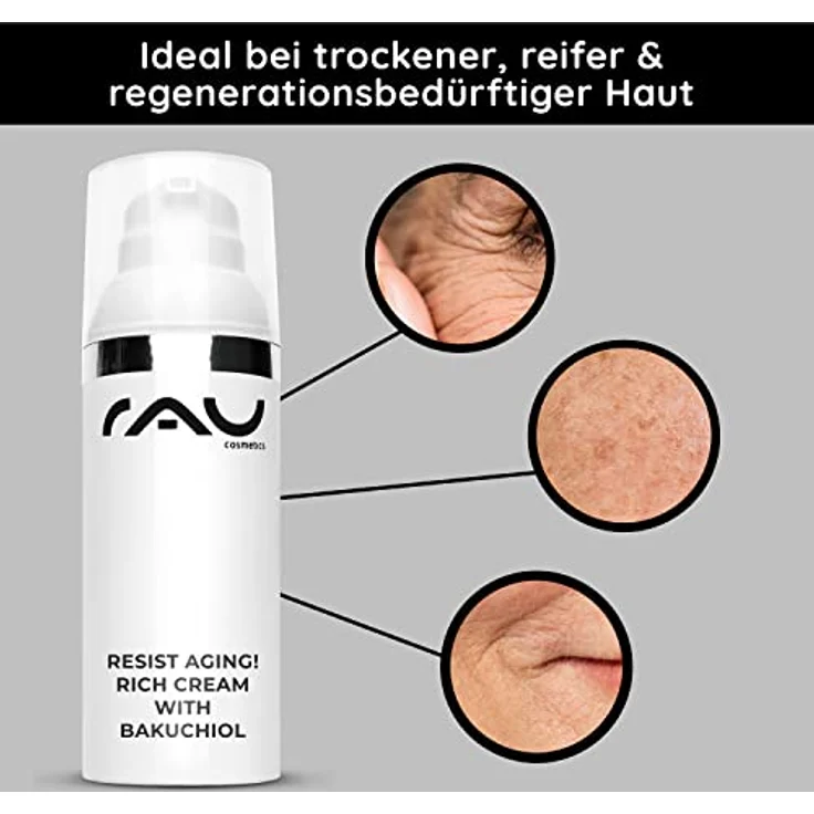 RAU Cosmetics Bakuchiol Anti Aging - resist aging! Rich Cream 50 ml - Reichhaltige Gesichtscreme gegen Falten & Trockene Haut like Retinol – Bild 5