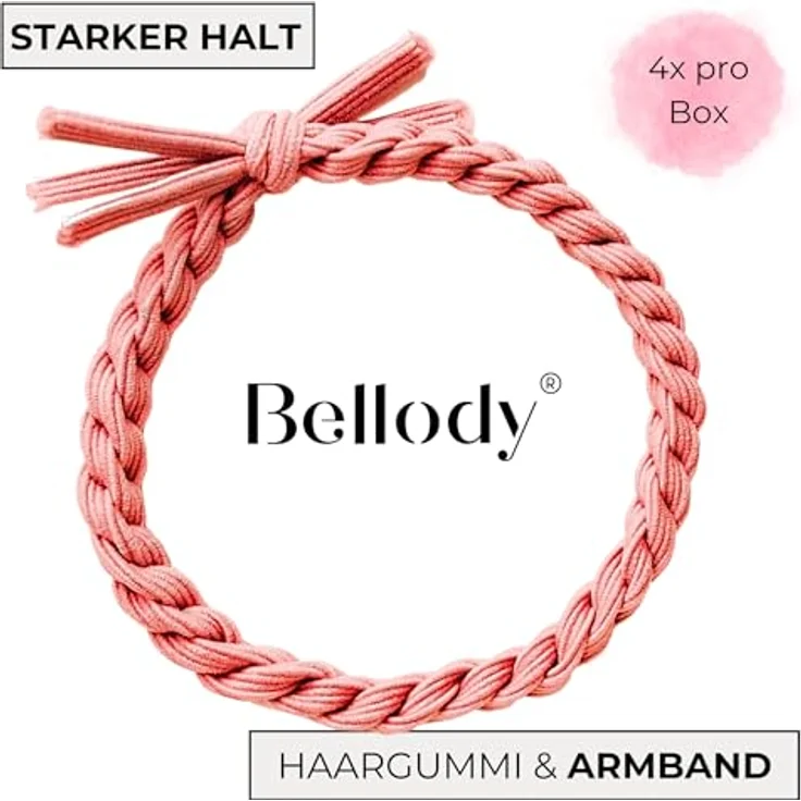 Bellody Haargummis Original, flexible Riffelstruktur für sicheren Halt und stylisches Armband, 4er Pack – Bild 4