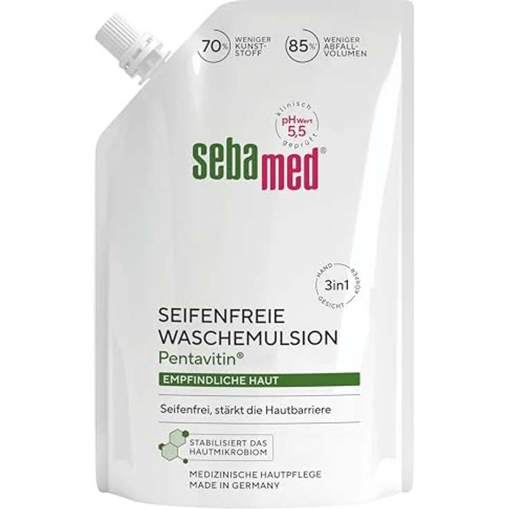 Sebamed seifenfreie Waschemulsion Nachfüllbeutel 400 ml, milde Reinigung für empfindliche Haut, pH-Wert 5,5, umweltfreundlich, dermatologisch getestet – Bild 1
