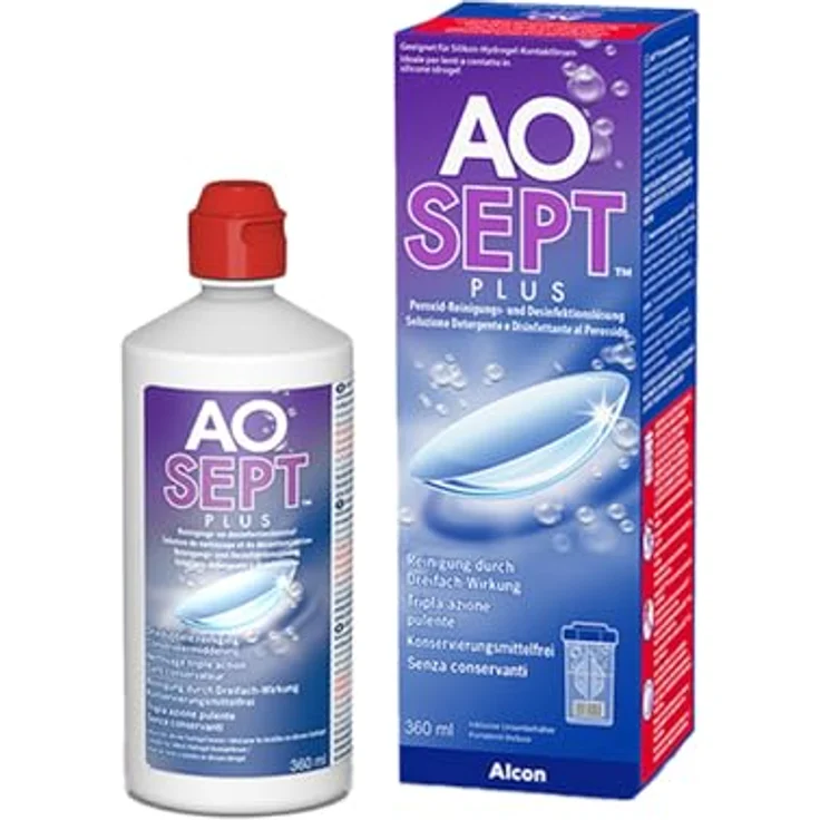 Alcon Aosept Plus 360 ml Peroxid-System für weiche & harte Kontaktlinsen, inkl. Aufbewahrungsbehälter – Bild 4