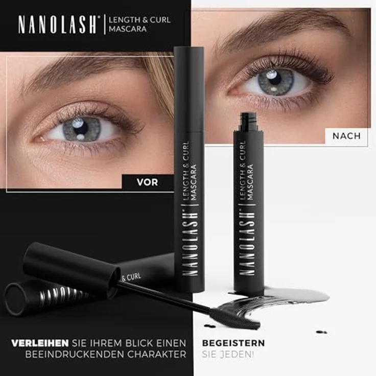 NoName Length & Curl Mascara, Verlängerungs- und Lockenmascara 10ml für perfekt lange und gelockte Wimpern, Schwarz – Bild 3