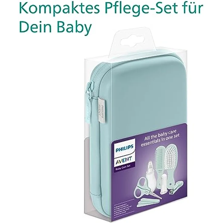 Philips AVENT Babypflege-Set SCH401/00, Nasensauger, Fingerzahnbürste, Nagel- und Haarpflegeset – Bild 3