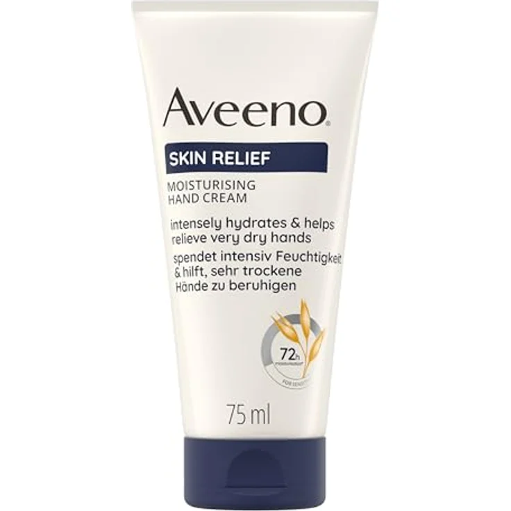 Aveeno Skin Relief Feuchtigkeitsspendende Handcreme (75 ml), parfümfreie Handcreme für sehr trockene Hände, natürliche Hautpflege mit beruhigendem Hafer & Sheabutter, vegan* – Bild 1
