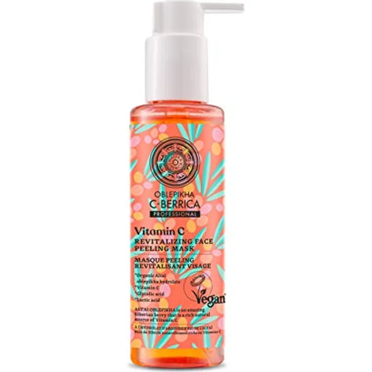 Natura Siberica Oblepikha Berrica Mascarilla Exfoliante Facial Revitalizing 145ml, Gesichtsmaske zur Entfernung abgestorbener Hautzellen, nährt die Haut