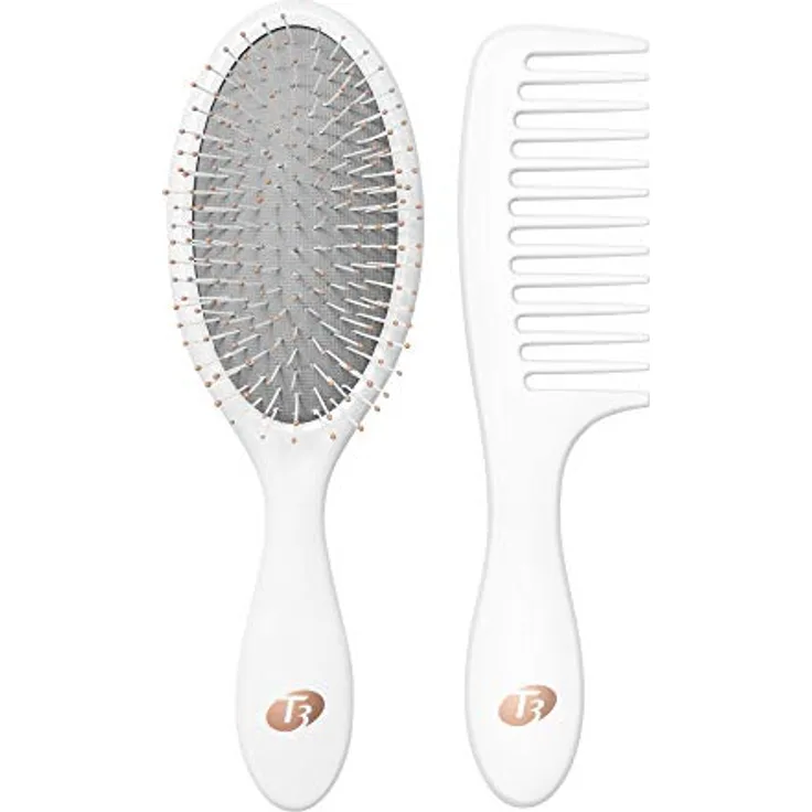 T3 Detangle Duo-Bürstenset | Set aus entwirrender Bürste und Duschkamm | Kamm zum Verteilen von flüssigen Haarprodukten & Bürste zum Entwirren von nassem Haar | Für alle Haarlängen und Texturen