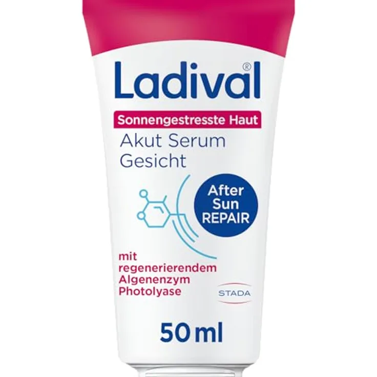 Ladival Sonnengestresste Haut Akut Serum Gesicht, After Sun Repair mit Photolyase, regenerierend und kühlend, 50 ml