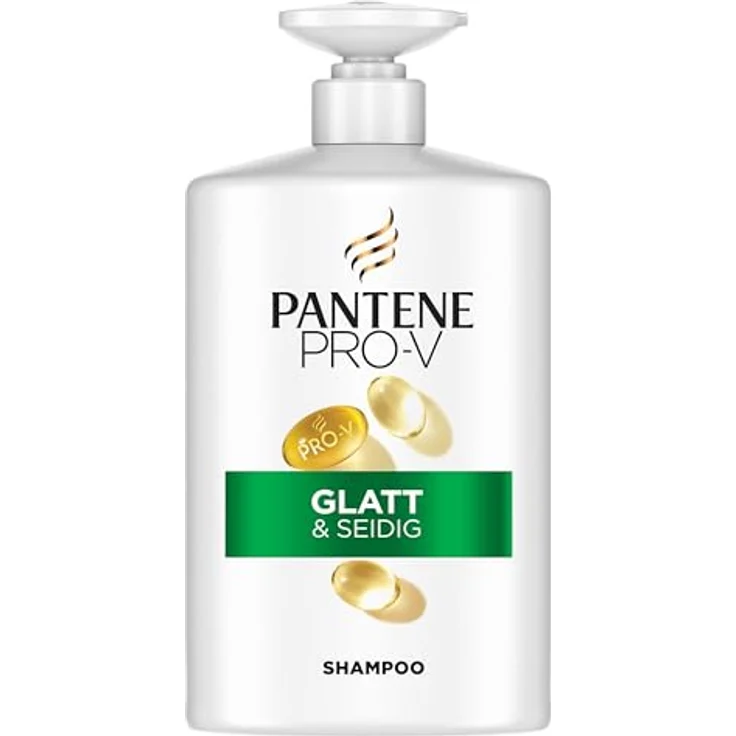 Pantene Pro-V Glatt & Seidig Shampoo 1000ml Pumpspender, ohne Silikone & Mineralöle, Active Nutri-Plex-Technologie, für krauses & stumpfes Haar, Frizz-Kontrolle – Bild 1