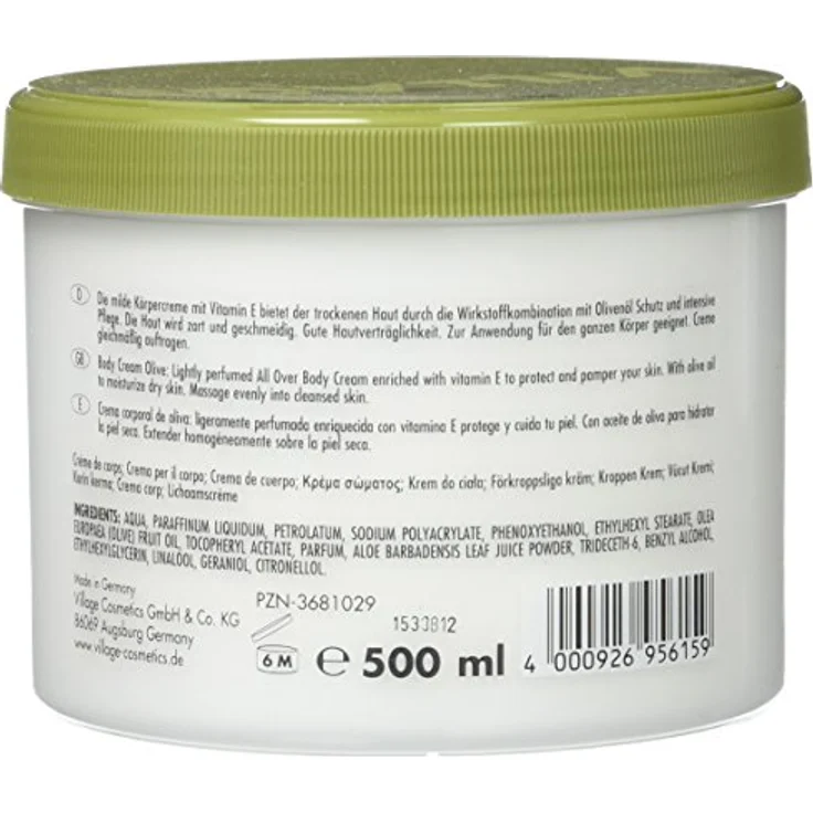 Village Vitamin E Körpercreme Olive 500 ml  – Bild 2