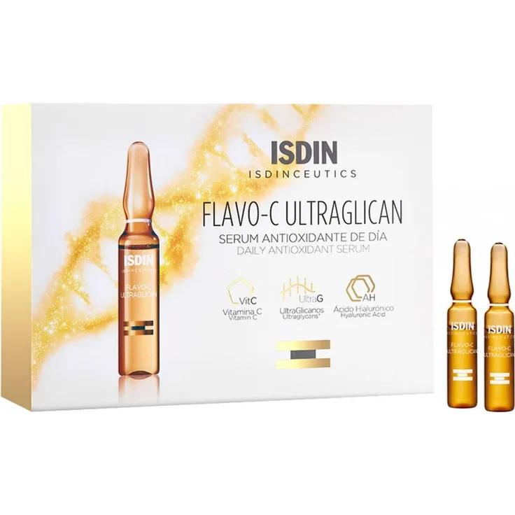 Isdin Flavo-C Ultraglican, Gesichtsserum mit Antioxidantien, 2 ml, zur Förderung eines strahlenden Teints