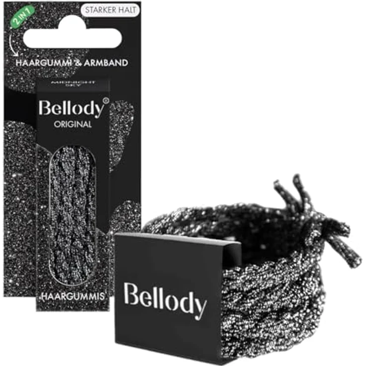 Bellody Haargummis Original, flexible Riffelstruktur für sicheren Halt und stylisches Armband, 4er Pack – Bild 1