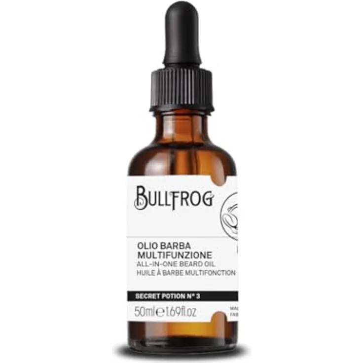 Bullfrog Secret Potion N.3, Multifunktionales Bartöl für Pflege und Rasur, 50 ml, Meeres-, Holz- und Amberduft