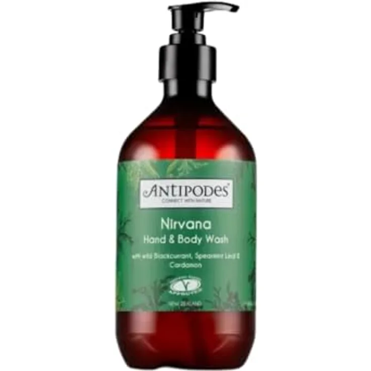 AntiPodes Nirvana Hand & Body Wash 500ml, feuchtigkeitsspendendes Duschgel mit Duft nach Johannisbeere, Pfefferminz und Kardamom