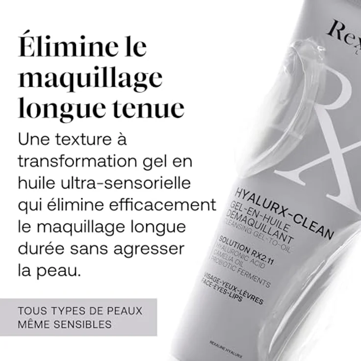 Rexaline Hyalux-Clean, Gesichtsreinigung Öl-Gel, 125 ml, sanfte Make-up-Entfernung mit Hyaluronsäure – Bild 2