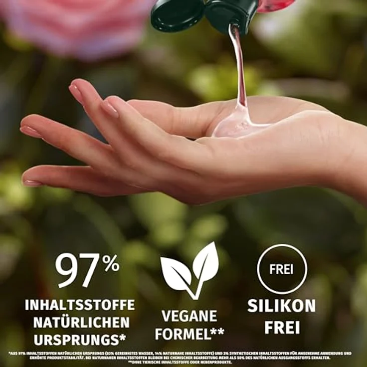 Herbal Essences Blütensanft Shampoo mit Rosenduft 350ml, Von stumpfem Haar zu seidig glänzendem Haar, Mit Rosenessenz, Natürliche Inhaltsstoffe, Vegan, Ohne Silikone – Bild 5