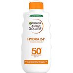 Garnier Ambre Solaire Hydra 24H Sonnenschutz-Milch LSF 50+, wasserfest, 200 ml, recyceltes Plastik, nicht fettend