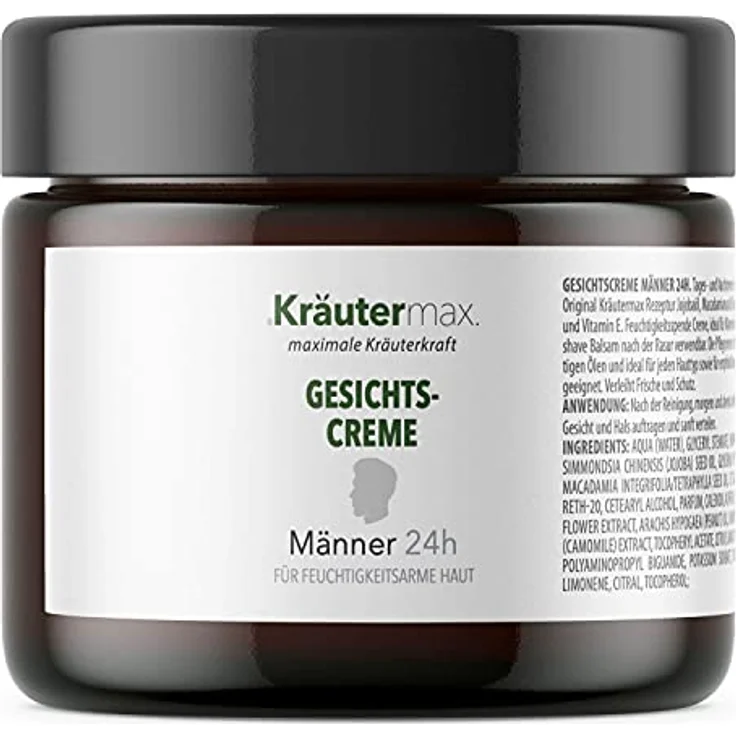 Kräutermax Gesichtscreme Männer Feuchtigkeitscreme für Gesichtspflege auch als After Shave Herren 1 x 100 ml, Trockene Haut mit Jojobaöl, Macadamianussöl, Ringelblume, Kamille und Vitamin E – Bild 1