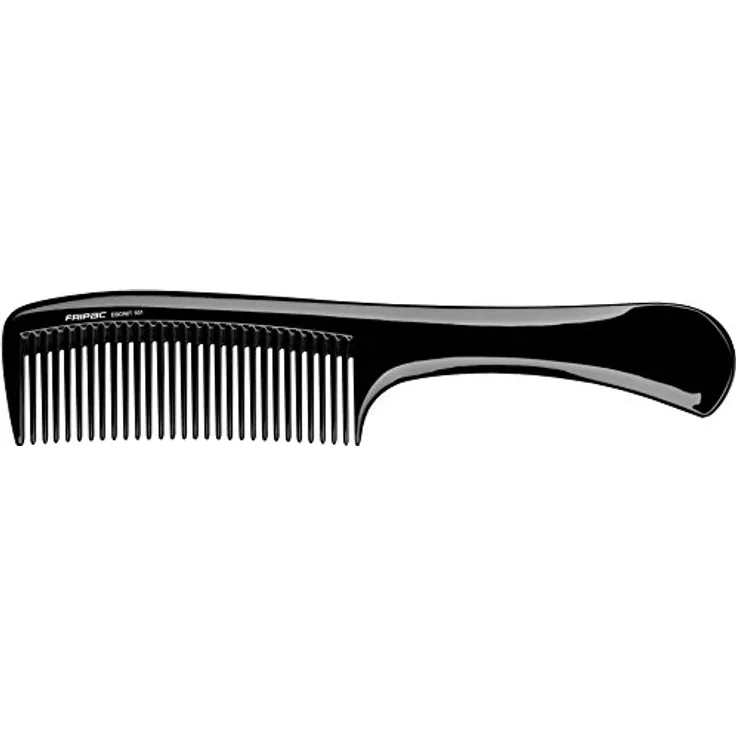 Fripac Ebonit Griff-Kamm 501 aus Naturkautschuk (antistatisch), zum Entwirren und Stylen von mittellangen und langem Haar, Länge 23 cm, feine Zahnung