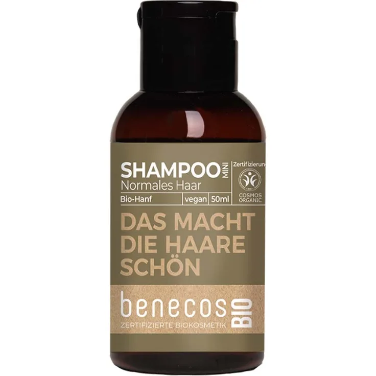 Benecos Hanf Shampoo für normales Haar, mild reinigend mit Bio-Hanf & Rosmarin, 50ml Mini