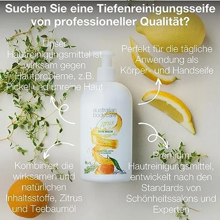 Australian Bodycare Zitrus & Teebaumöl Duschgel Professional 500 ml - Für weiche, unreine Haut, ideal vor Haarentfernung mit Wachs/Rasur – Bild 2