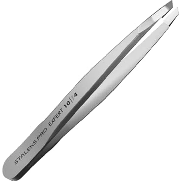 STALEKS PRO Augenbrauentweezer Expert 10 Type 4, Edelstahl, Silber, präzise Pinzette mit sicherem Halt, 4 mm Arbeitsbreite – Bild 1