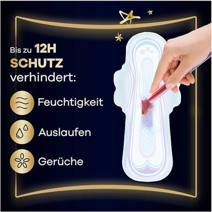 Always Ultra Secure Night Damenbinden (Größe 5) mit Flügeln, 64 Stück - Super saugfähig, ultra dünn, bis zu 12h Schutz, LeakGuard- und OdourLock-Technologie – Bild 4