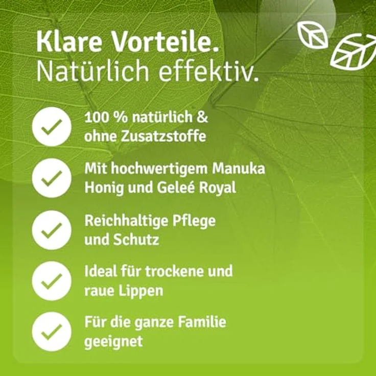 Casida Lippenpflegebalsam mit Manuka Honig und Geleé Royal, 100% natürlich, vegan, 5ml – für trockene, rissige Lippen, pflegend und schützend – Bild 5
