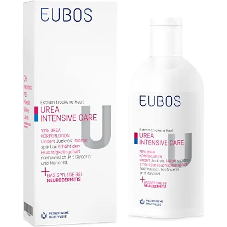 Eubos | 10% UREA Körperlotion | 200ml | für trockene Haut | Hautvertäglichkeit dermatologisch bestätigt | Verbesserung Hydratationsfähigkeit der Haut | Spezial-Pflegecreme