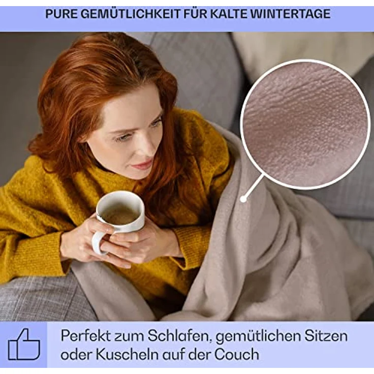 Klarstein Dr. Watson XXL Heizdecke 120W waschbar 200x180cm Mikroplüsch beige – Bild 5