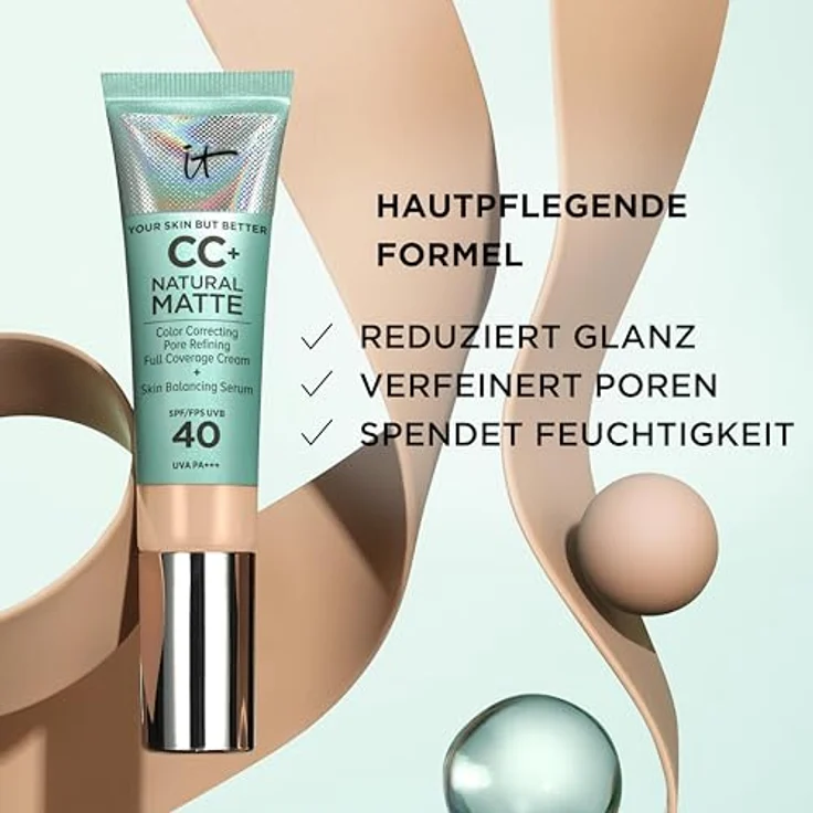 IT Cosmetics, Your Skin But Better CC+, Mattierende Make-up-Grundierung und Glanzkontrolle, 16 h, minimiert Poren, spendet Feuchtigkeit 24 Stunden, heller Ton, 32 ml – Bild 6