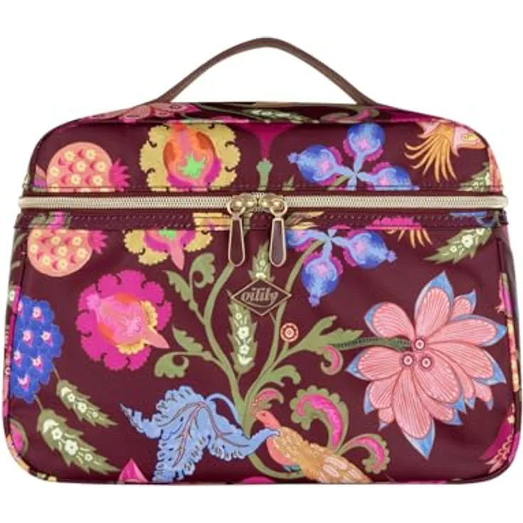 Oilily Cocos Beauty Case, Kosmetiktasche in Tawny Port mit Spiegel, geräumigem Hauptfach und robustem Design