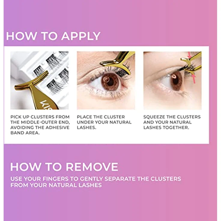 KISS imPRESS FALSIES Press-on Lash KIT 01 Natural, Wimpern-Cluster mit Pre-Bonded-Technologie für natürlichen Look, 20 Stück – Bild 4