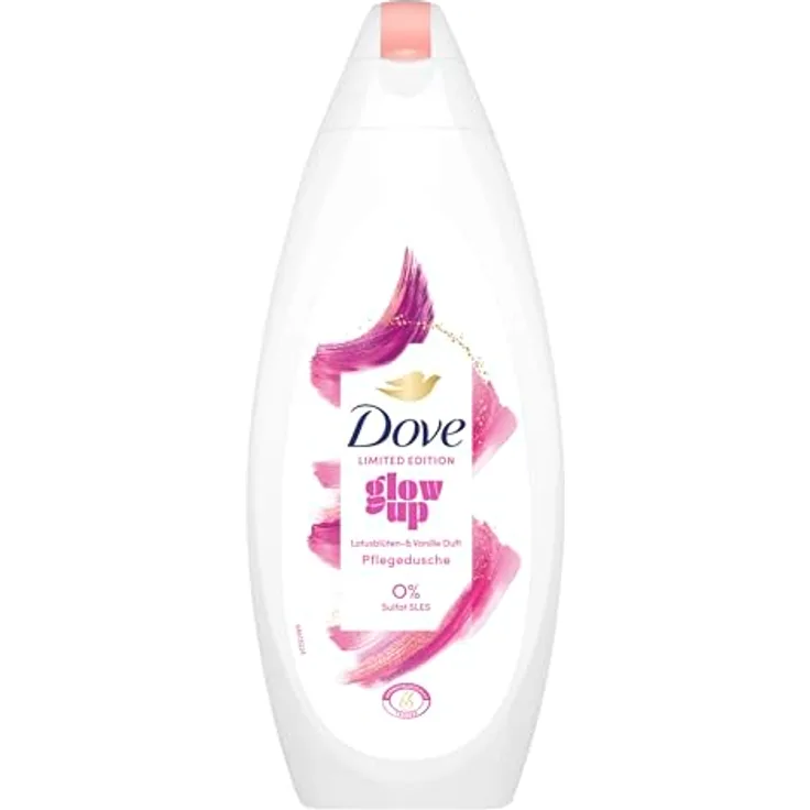 Dove Glow up Limited Edition, Duschgel für spürbar weichere Haut, 250 ml, mit Lotusblüte und Vanille Duft