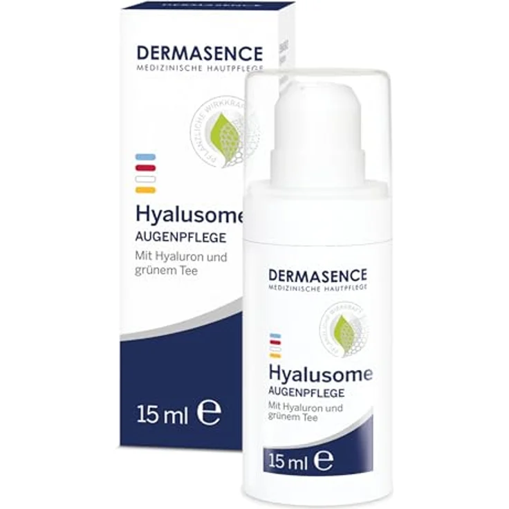 DERMASENCE Hyalusome Augenpflege, 15 ml - Spendet Feuchtigkeit, beruhigt und regeneriert die Haut am Auge - für die feuchtigkeitsarme Augenregion - mit Hyaluron und Grüner-Tee-Extrakt - parfümfrei – Bild 1