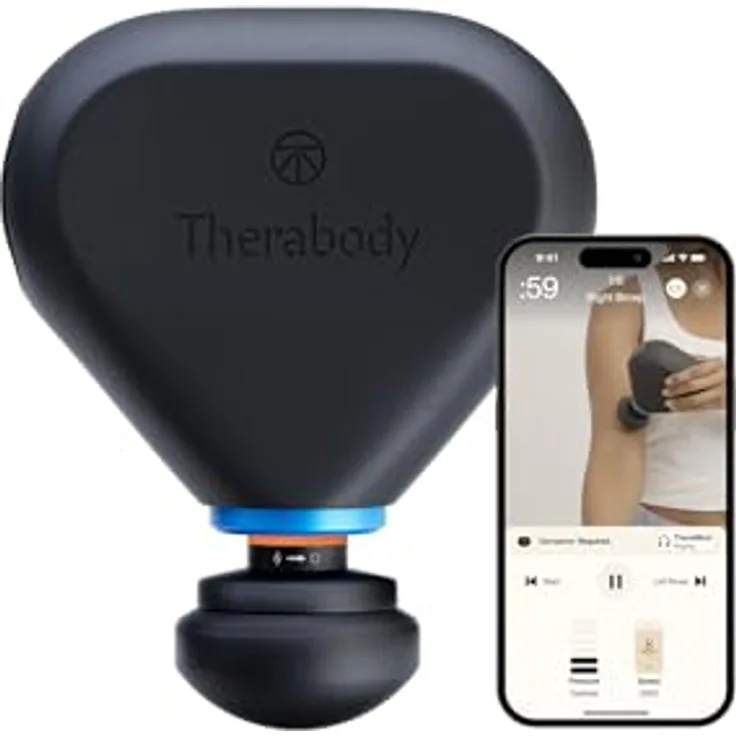 Therabody Theragun Mini Plus, tragbare Massagepistole mit Wärme und 3 Geschwindigkeiten, Bluetooth-fähig, Reisegröße