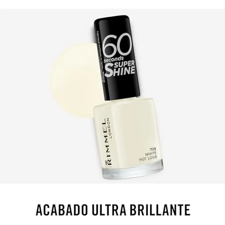Rimmel London 60 Seconds Super Shine Schnell trocknender Nagellack 8 ml Farbton 703 White Hot Love – Bild 5