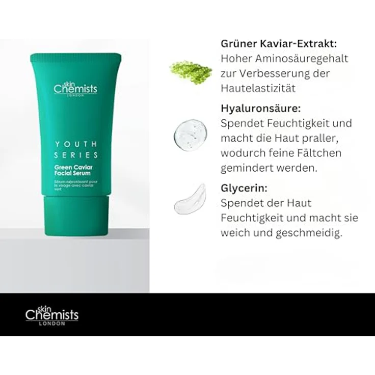 skinChemists Green Caviar Facial Serum 30ml | Nährende Feuchtigkeitspflege für jugendlichen Glanz | Pflanzliches Elixier für Elastizität und Schutz | Glätten, Reparieren und den ganzen Tag strahlen – Bild 4