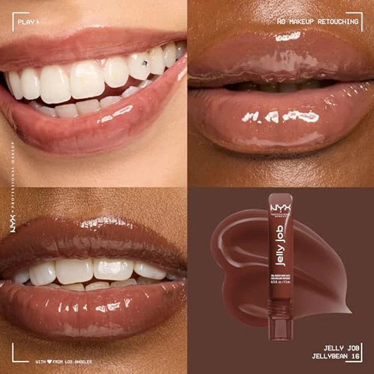 NYX Professional Makeup Jelly Job Peptide Infused Jelly Gloss, schimmernder Jellybean-Lippenstift für voluminöse, hochglänzende Lippen – Bild 2