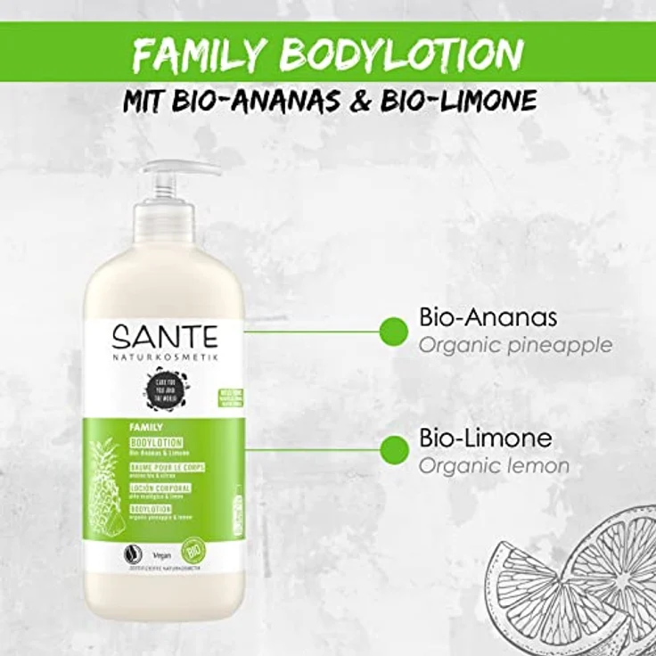 Sante Family Bio-Ananas & Limone Bodylotion 500 ml – Bild 5