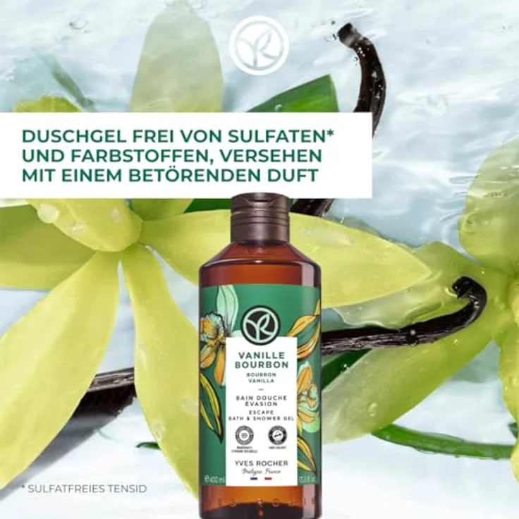 Yves Rocher BAIN DE NATURE BAIN DOUCHE VANILLE BOURBON FLACON 400ML, Duschgel mit Bourbon-Vanille Duft, 93% natürliche Inhaltsstoffe – Bild 2
