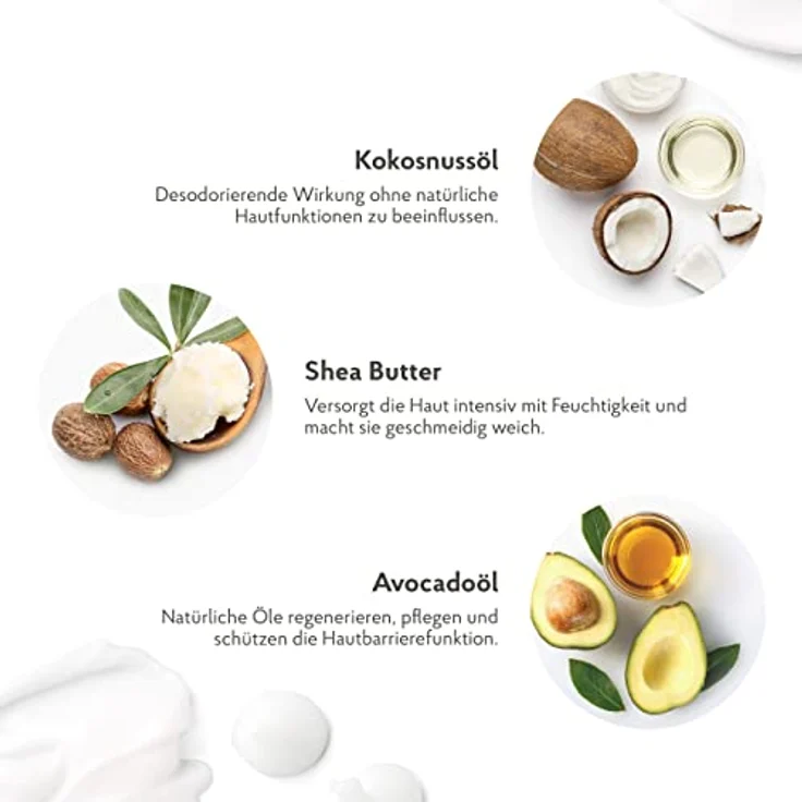 HAKA Deocreme 30g I Deodorant ohne Aluminium und ohne Alkohol I 24h Zuverlässiger Deoschutz ohne Parfum I Mit Kokosöl, Sheabutter, Avocadöl, Olivenöl – Bild 3