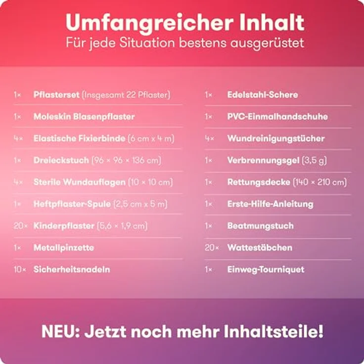 Purahelp Erste-Hilfe-Set Outdoor, Kompakt & Leicht, 95 Teile, wasserdichte Tasche, ideal für Wandern, Camping und Fahrrad – Bild 3