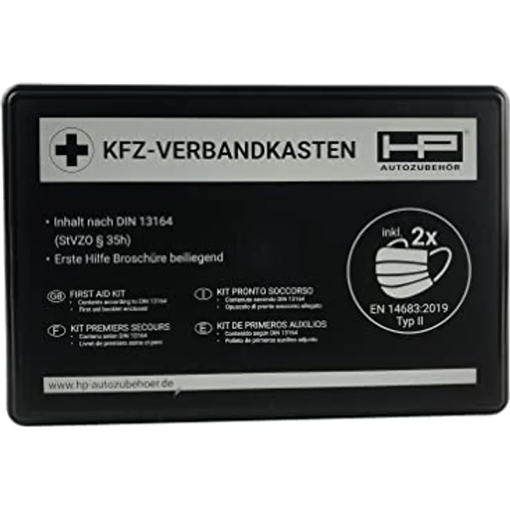 HP Autozubehör 10048 KFZ-Verbandkasten 2022 NEU Erste Hilfe Tasche, Notfall-Set Auto, Erste Hilfe Tasche DIN 13164:2022, First Aid Kit schwarz – Bild 1