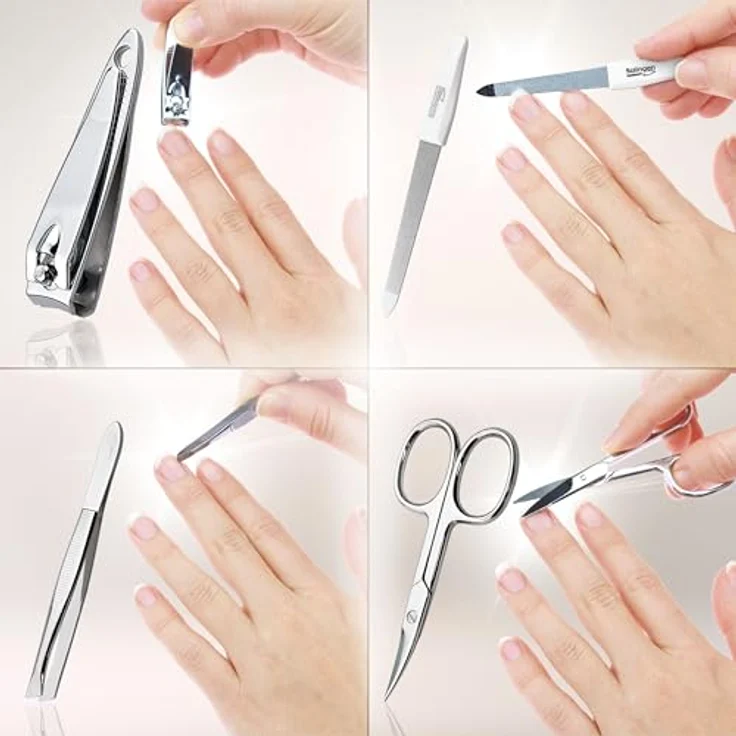 marQus Maniküre Set 4-teilig, komplettes Nagelpflegeset mit Solinger Saphirfeile, mintfarbenes Reise Nageletui – Bild 3