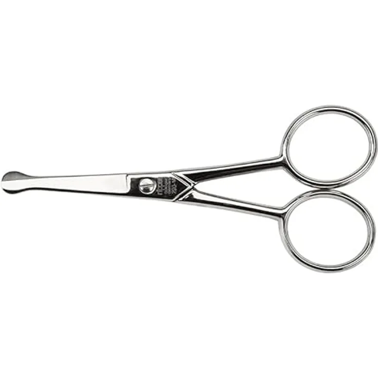nippes Solingen Professionelle Herrenschere aus gehärteten Stahl | 10 cm | Ideal für Augenbrauen, Nasen- oder Ohrenhaare | Gebogene Klinge und Sicherheitsspitzen | Qualität aus Solingen
