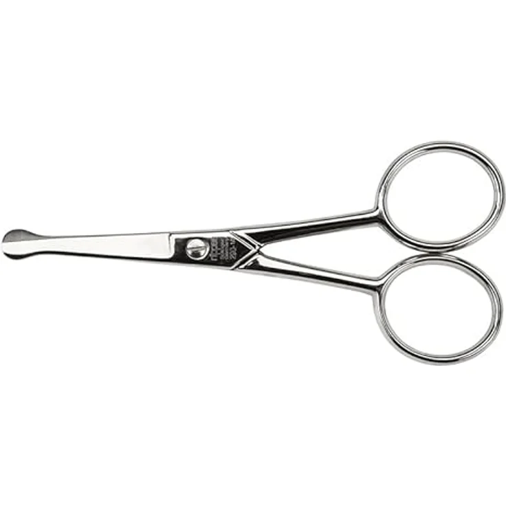 nippes Solingen Professionelle Herrenschere aus gehärteten Stahl | 10 cm | Ideal für Augenbrauen, Nasen- oder Ohrenhaare | Gebogene Klinge und Sicherheitsspitzen | Qualität aus Solingen