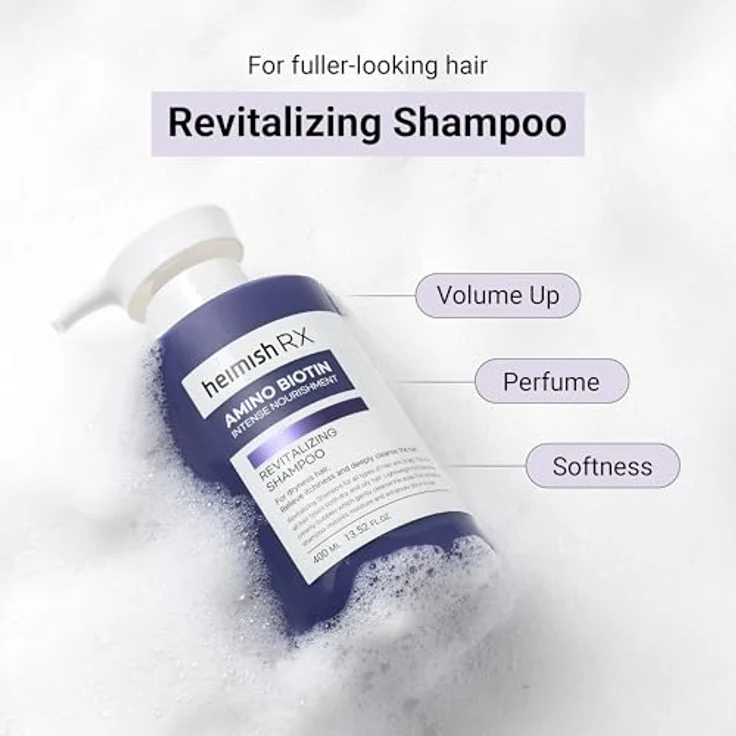 HEIMISH RX Amino Biotin Revitalisierendes Shampoo, 400 ml – Sanfte Reinigung, Feuchtigkeit, Volumen, Juckreizlinderung, für alle Haartypen mit Aminosäuren und Biotin – Bild 2