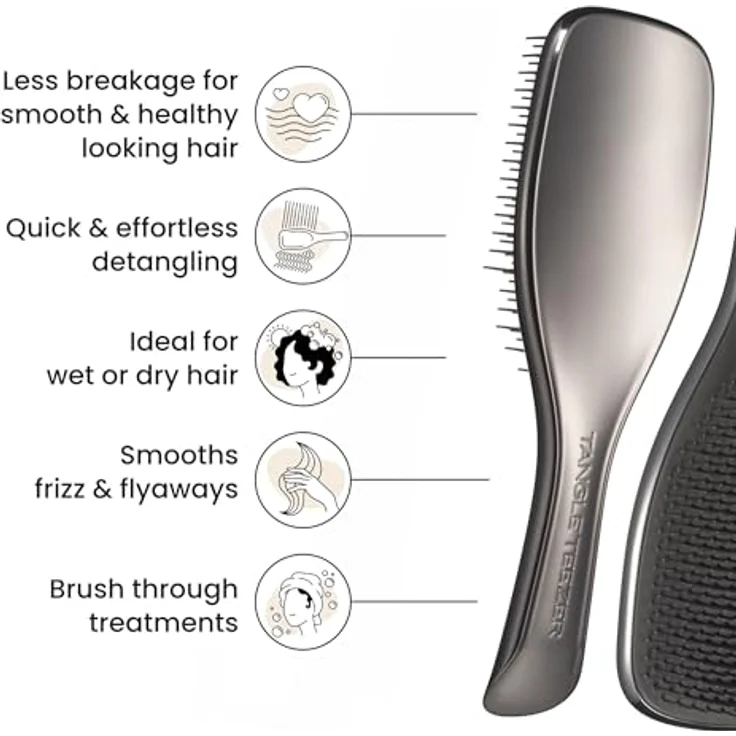 Tangle Teezer Ultimate Detangler Wet Bürste, Chrome Midnight Silver, für nasses und trockenes Haar, schmerzfreies Entwirren – Bild 3