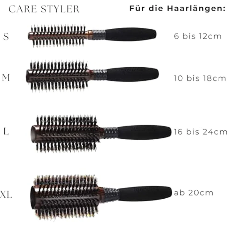Genuine Haircare CARE STYLER M – Rundbürste für 10-18 cm Haar, Wildschweinborsten und Pins, antistatisch, Föhn-Bürste für Glätten und Volumen – Bild 4
